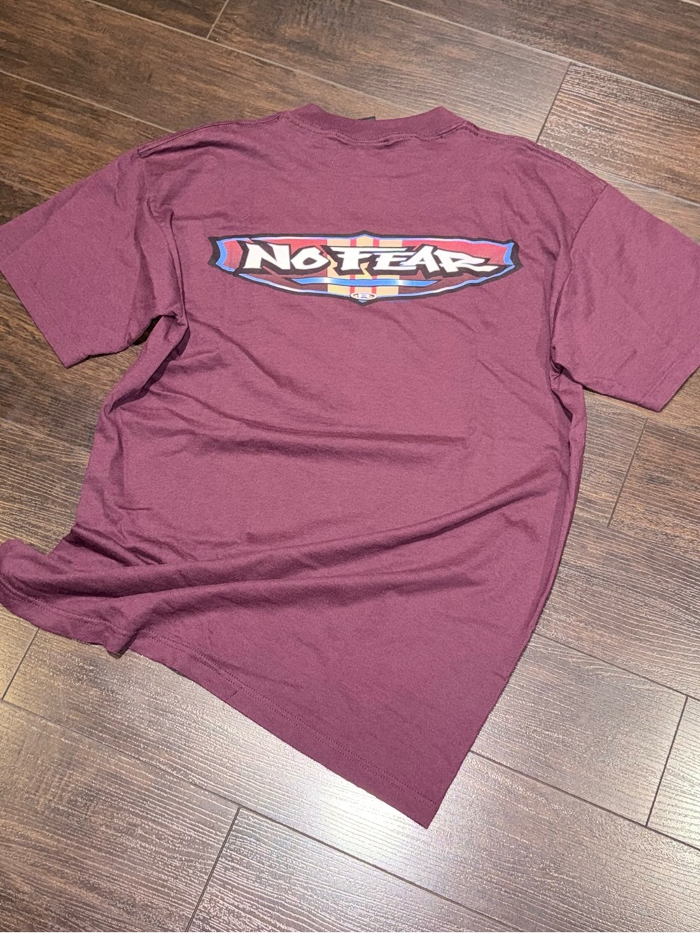 Vintage No Fear Graphic Print T-Shirt Menโs Size L Maroon Made In USA